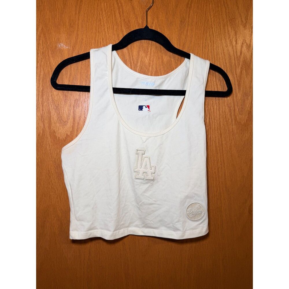 Urban Outfitters MLB LA Dodgers Embroidered Tank Top Cream Size M
